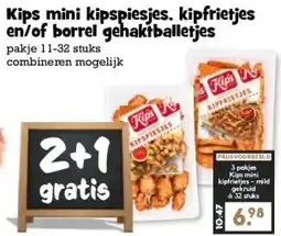 Boon`s Markt Kips mini kipspiesjes. kipfrietjes en/of borrel gehaktballetjes aanbieding