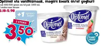 Boon`s Markt Optimel vla vanillesmaak, magere kwark en/of yoghurt aanbieding