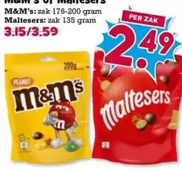 Boon`s Markt M&M's of Maltesers M&M's: zak 176-200 gram Maltesers: zak 135 gram aanbieding