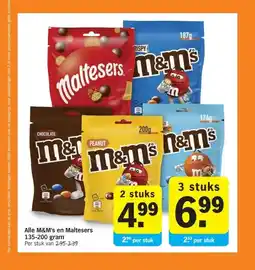 Albert Heijn Alle M&M's en Maltesers 135-200 gram aanbieding