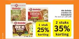 Albert Heijn Alle Bolletje crackers en knäckebröd aanbieding