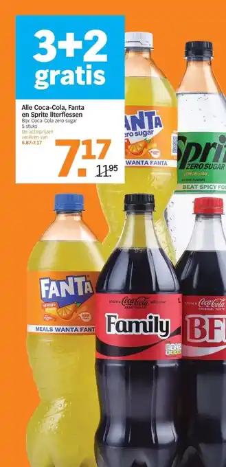 Albert Heijn Alle Coca-Cola, Fanta en Sprite literflessen en variëren van 6.87-7.17 aanbieding