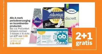 Albert Heijn Alle A-merk periodeverzorging en incontinentie- producten aanbieding