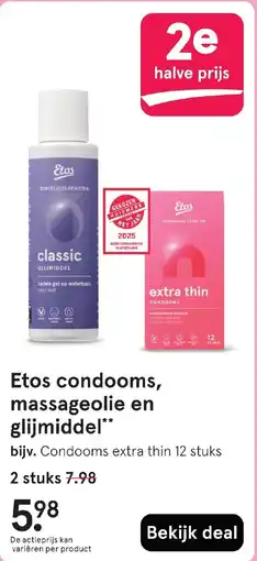Etos Etos condooms, massageolie en glijmiddel aanbieding