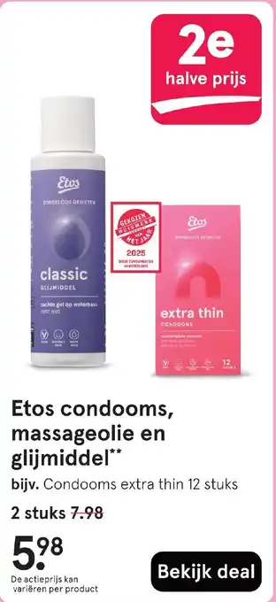 Etos Etos condooms, massageolie en glijmiddel aanbieding