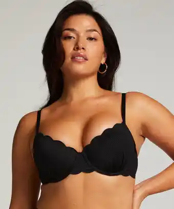 Hunkemoller Hunkemöller Voorgevormde beugel bikinitop Scallop Zwart aanbieding
