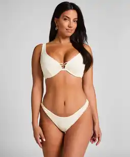 Hunkemoller Hunkemöller Gehaakt hoog uitgesneden bikinibroekje Wit aanbieding