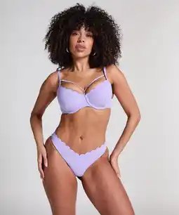 Hunkemoller Hunkemöller Hoog uitgesneden Bikinibroekje Scallop Paars aanbieding