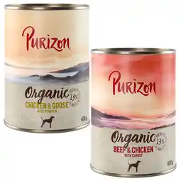 Zooplus 24 x 400g Organic: Mixpakket 1: 12 x Rund en kip met wortel 12 x Kip en gans met pompoen aanbieding