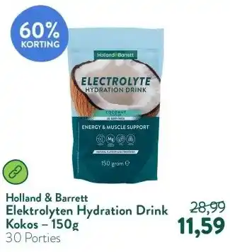 Holland & Barrett Elektrolyten Hydration Drink Kokos – 150g aanbieding