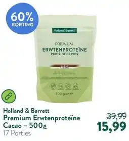 Holland & Barrett Premium Erwtenproteïne Cacao – 500g aanbieding