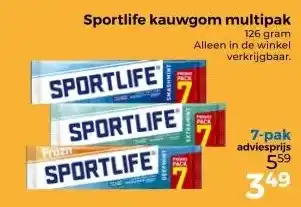 Trekpleister Sportlife kauwgom multipak 126 gram aanbieding