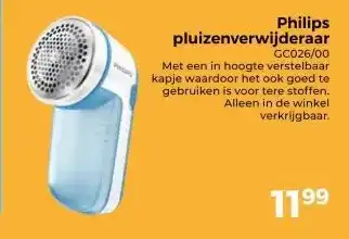 Trekpleister Philips pluizenverwijderaar GC026/00 aanbieding