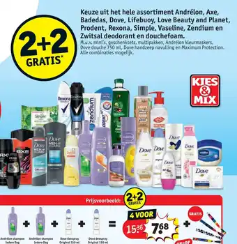 Kruidvat Keuze uit het hele assortiment Andrelon,Axe,Badedas,Dove,Lifebuoy,Love Beauty and Planet,Prodent,Rexona,Simple,Vaseline aanbieding