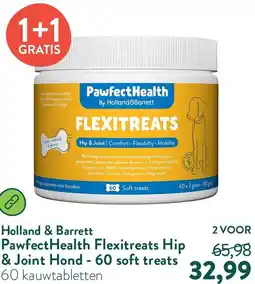 Holland & Barrett Holland & Barrett Pawfect Health Flexitreats Hip & Joint Hond 60 soft treats aanbieding