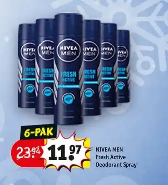 Kruidvat Nivea Men fresh Active Deodorant Spray aanbieding