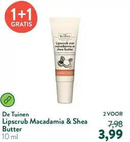 Holland & Barrett De Tuinen Lipscrub Macadamia & Shea Butter aanbieding
