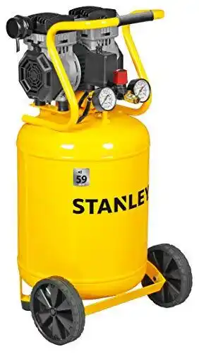 Amazon STANLEY Siltek Verticale stille compressor 1,3 pk, geel, 39 x 39 x 87 cm aanbieding