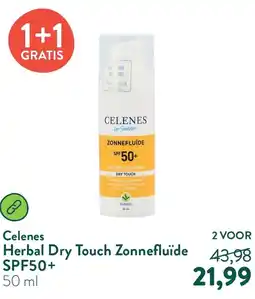 Holland & Barrett Celenes Herbal Dry Touch Zonnefluïde SPF50+ aanbieding