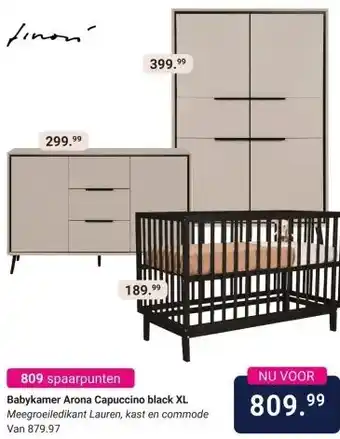 Van Asten BabySuperstore Babykamer Arona Capuccino black XL aanbieding