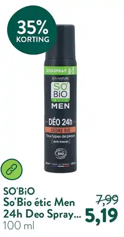 Holland & Barrett SO'BiO So'Bio étic Men 24h Deo Spray aanbieding