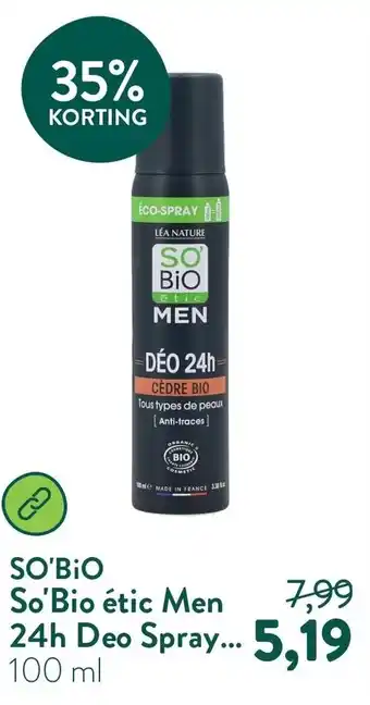 Holland & Barrett SO'BiO So'Bio étic Men 24h Deo Spray aanbieding