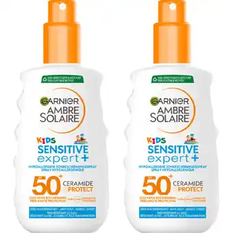 Albert Heijn Ambre Solaire Kids sensitive expert spray spf50 2-pack aanbieding