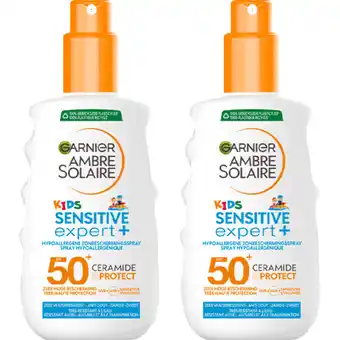 Albert Heijn Ambre Solaire Kids sensitive expert spray spf50 2-pack aanbieding