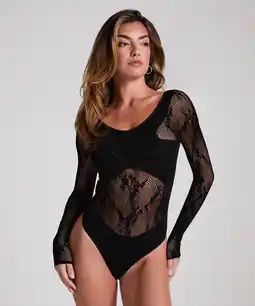 Hunkemoller Hunkemöller All-over fishnet body Zwart aanbieding