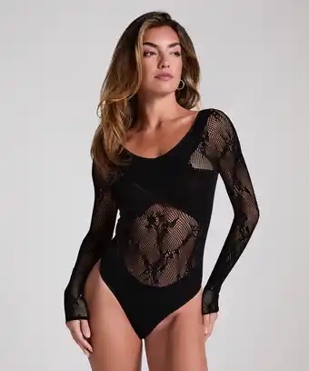 Hunkemoller Hunkemöller All-over fishnet body Zwart aanbieding
