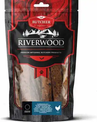 Intratuin Riverwood natuurlijke snack vleesstrip Butcher kip 150 g aanbieding