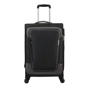 Amazon American Tourister Pulponic - Spinner M, uitbreidbare koffer, 68 cm, 64/74 L, zwart (asfalt zwart) aanbieding