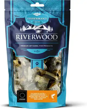Intratuin Riverwood natuurlijke snack Fisherman's zalmhuid bites 100 g aanbieding