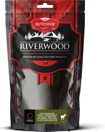 Intratuin Riverwood natuurlijke snack Butcher geitenoren met vacht 100 g aanbieding