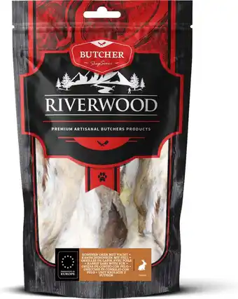 Intratuin Riverwood natuurlijke snack Butcher konijnenoren met vacht 100 g aanbieding