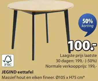 Jysk JEGIND eettafel aanbieding