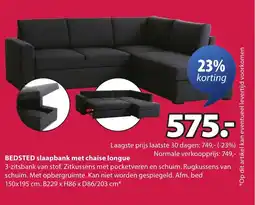 Jysk BEDSTED slaapbank met chaise longue aanbieding