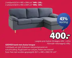 Jysk GEDVED bank met chaise longue aanbieding