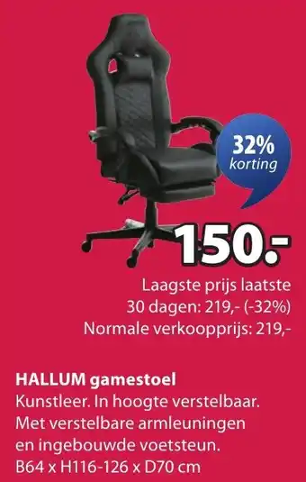 Jysk HALLUM gamestoel aanbieding