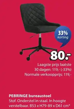Jysk PEBRINGE bureaustoel aanbieding