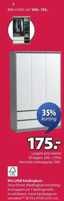 Jysk BILLUND kledingkast aanbieding