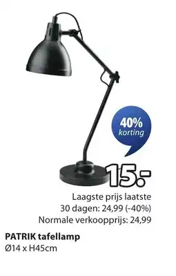 Jysk PATRIK tafellamp aanbieding