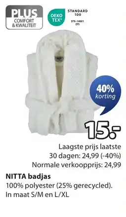 Jysk NITTA badjas aanbieding