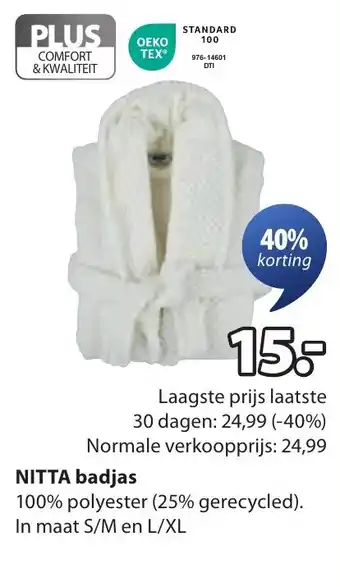 Jysk NITTA badjas aanbieding