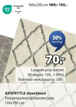Jysk AKSFRYTLE vloerkleed aanbieding