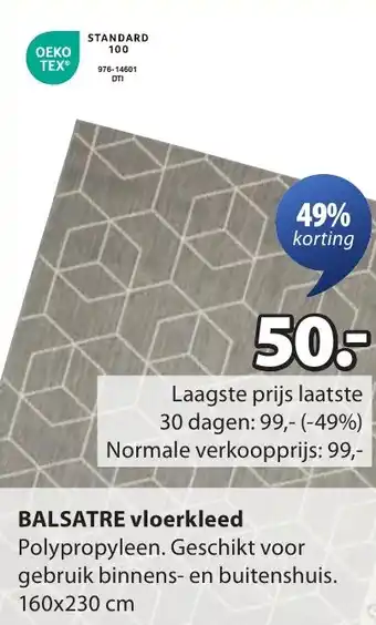 Jysk BALSATRE vloerkleed aanbieding