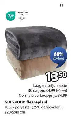 Jysk GULSKOLM fleeceplaid aanbieding