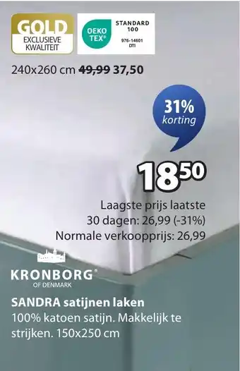 Jysk SANDRA satijnen laken aanbieding