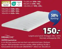 Jysk DREAMZONE Hopen topmatras aanbieding