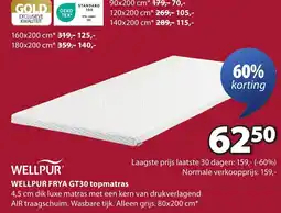 Jysk WELLPUR FRYA GT30 topmatras aanbieding